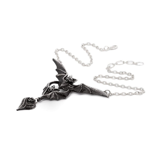 Gothic bat necklace with three bat design detail