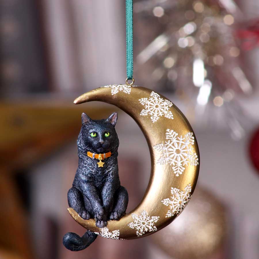 Moon Cat Hanging Ornament by Lisa Parker 9cm