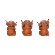 Load image into Gallery viewer, Three Wise Highland Cows 9.6cm