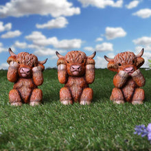 Load image into Gallery viewer, Three Wise Highland Cows 9.6cm