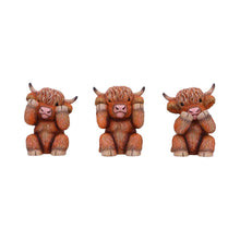 Load image into Gallery viewer, Three Wise Highland Cows 9.6cm