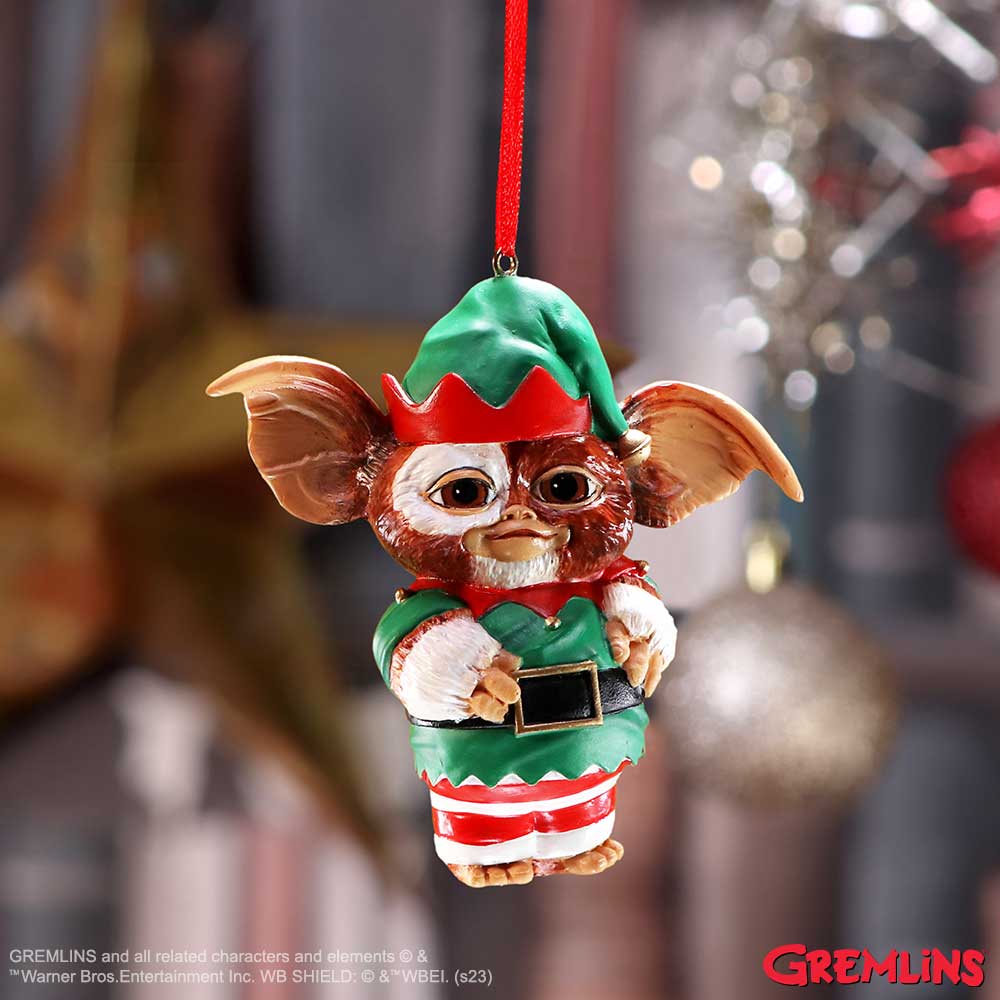 Christmas tree decoration featuring Gremlins Gizmo Elf Hanging Ornament display piece