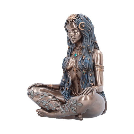 Side view of bronze celestial goddess sculpture