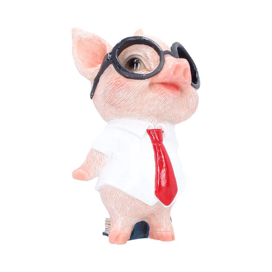Quirky pig figurine with glasses and red tie detail