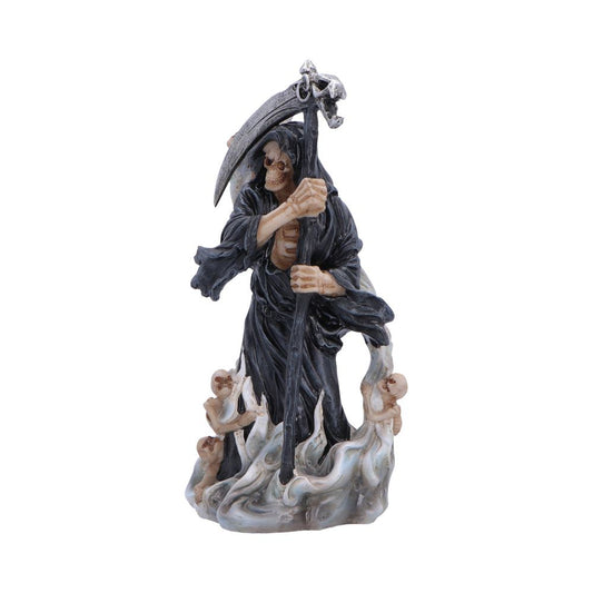 Grim reaper figurine with scythe and smoke detail