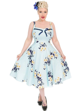 Load image into Gallery viewer, Hearts & Roses Vintage Blue Daisy Dress