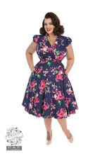 Load image into Gallery viewer, Hearts & Roses Midnight Garden Floral Tea Dress