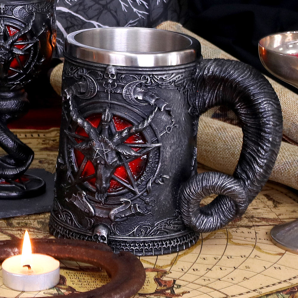 Baphomet Tankard with stainless steel insert 16.5cm