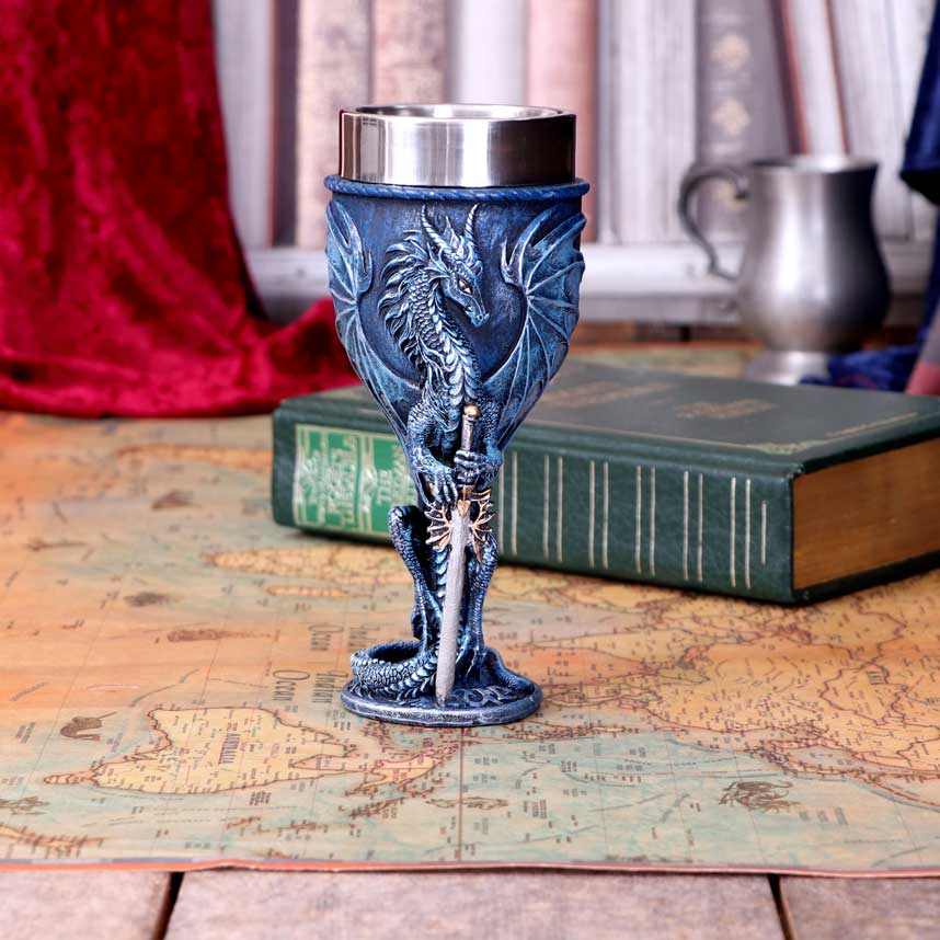 Sea Blade Goblet by Ruth Thompson 17.8cm on display