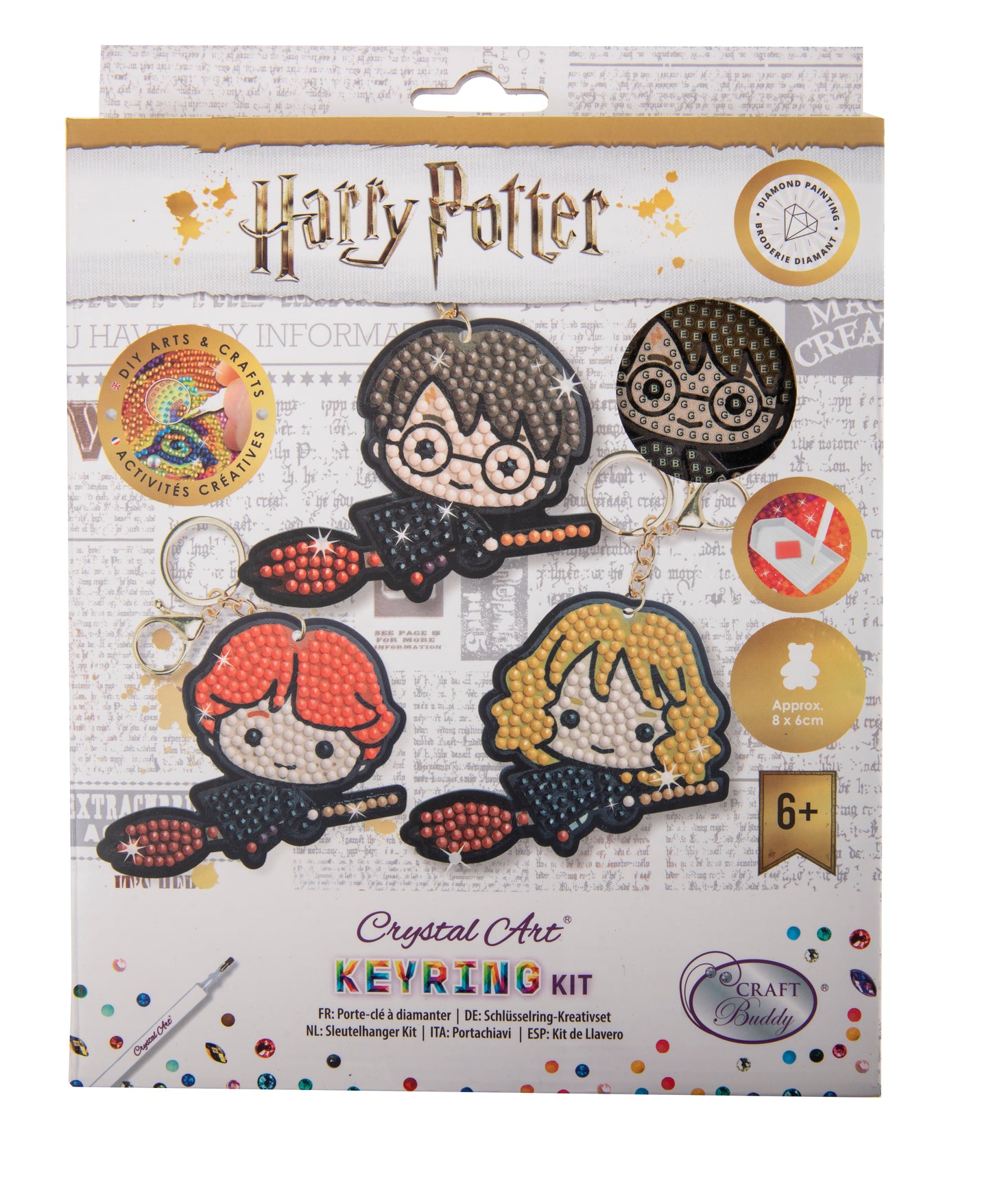 "FLYING FRIENDS" Harry Potter Crystal Art Keyring Kit