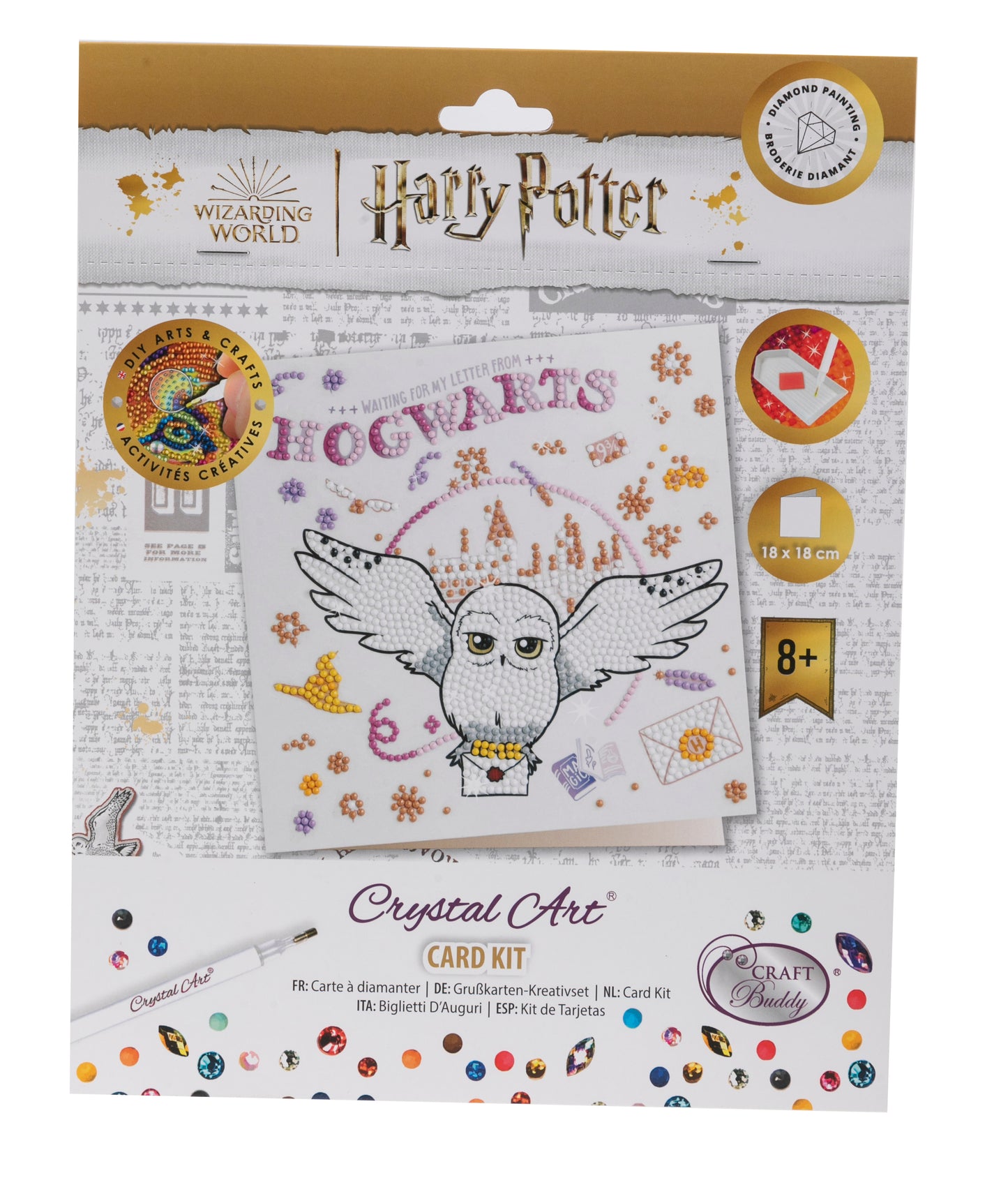 "HOGWARTS & HEDWIG" Harry Potter Crystal Art Card