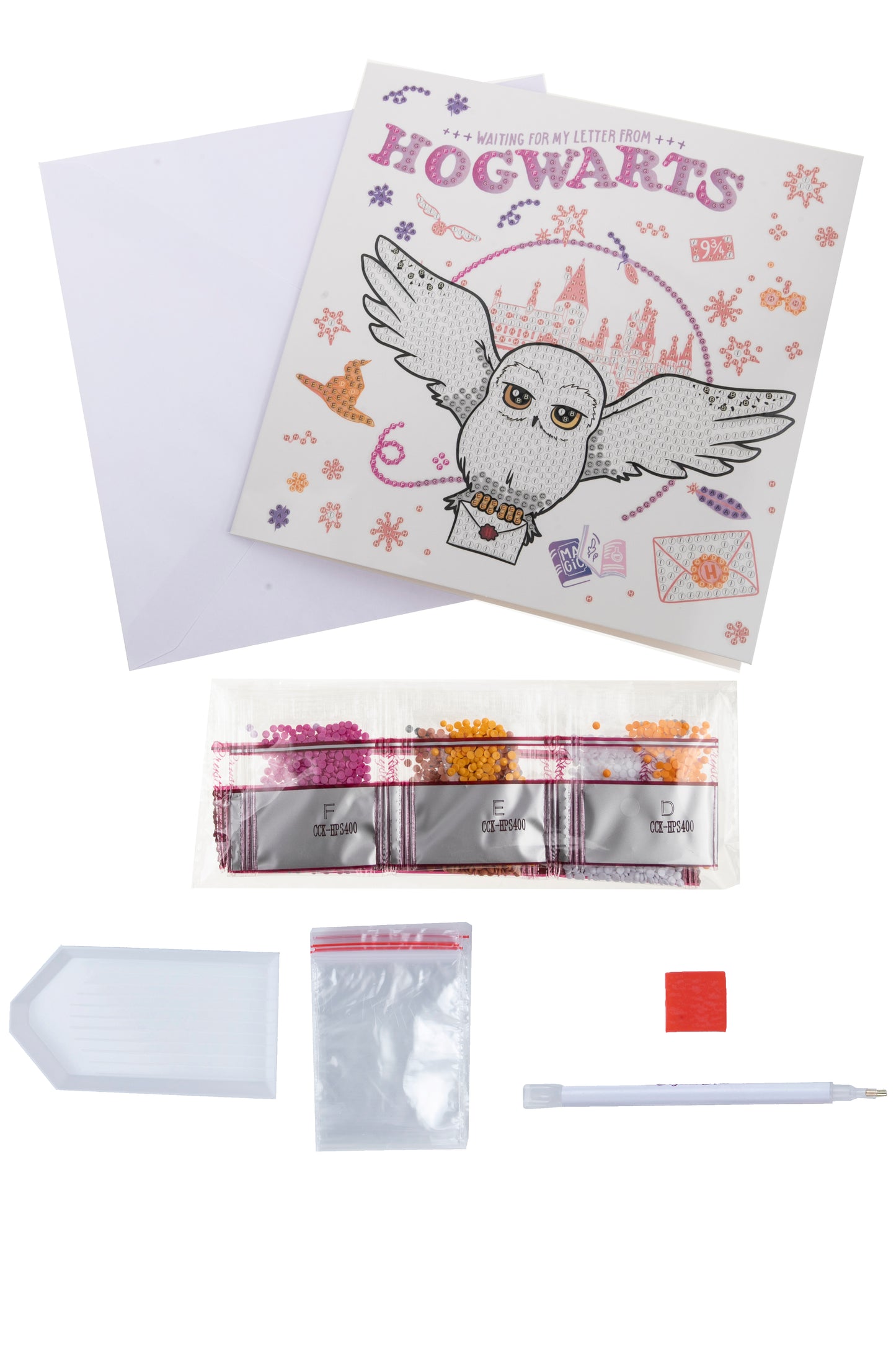 "HOGWARTS & HEDWIG" Harry Potter Crystal Art Card