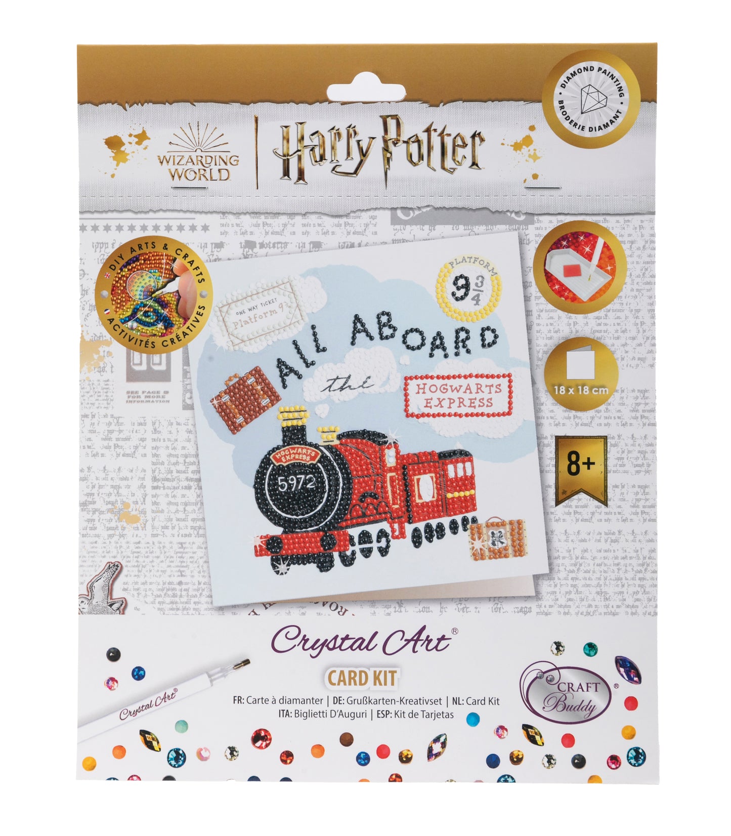 "ALL ABOARD THE HOGWARTS EXPRESS" Harry Potter Crystal Art Card
