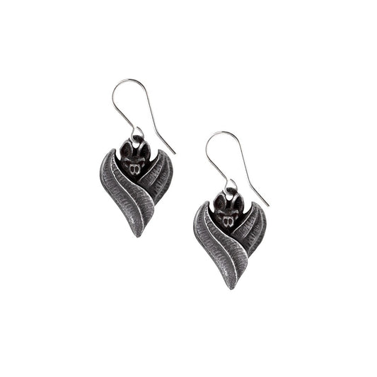 Evil-ution bat dangler earrings gothic pewter jewellery