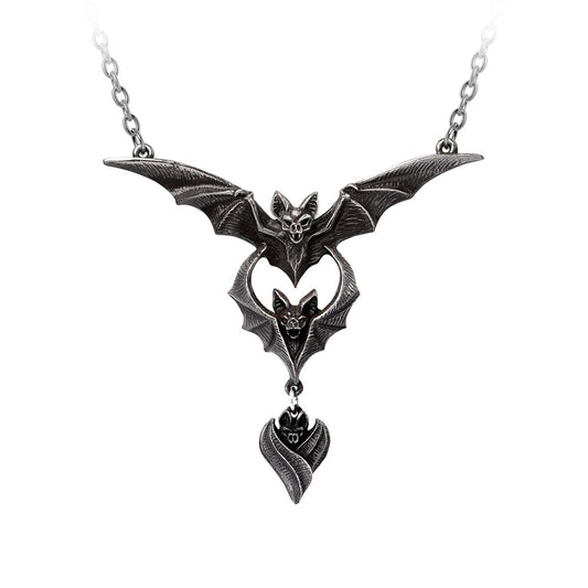Evil-ution bat necklace gothic pewter vampire jewellery