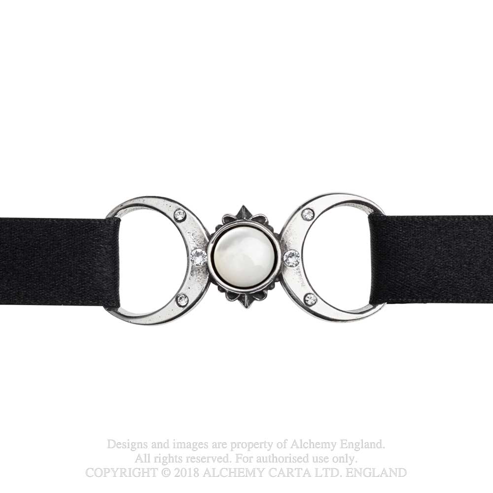 Triple Goddess choker gothic moon phase velvet necklace