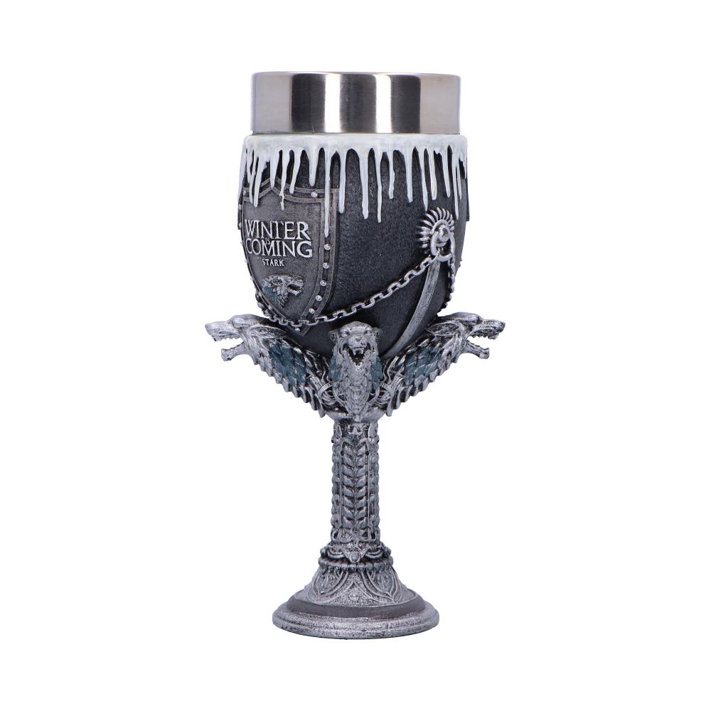 Side view of House Stark Goblet with 'Winter is Coming' text