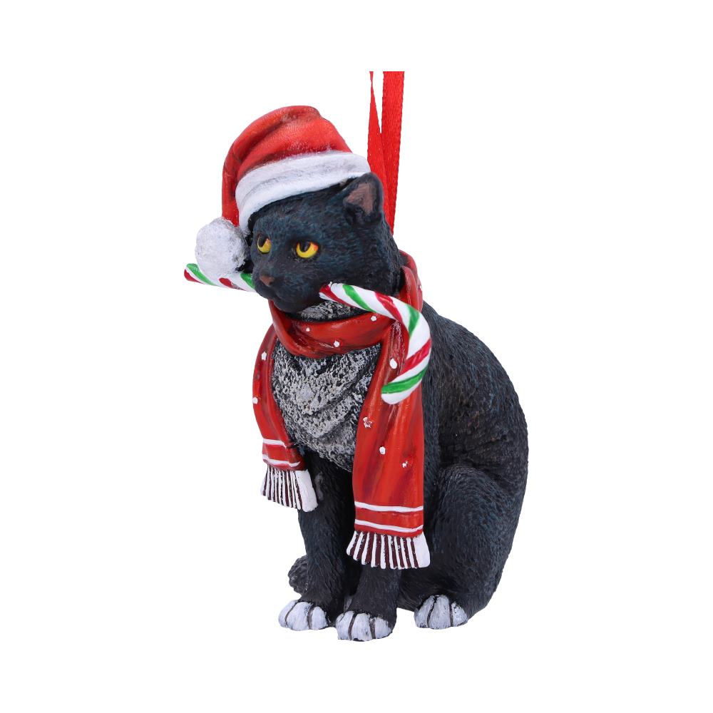 Candy Cane Cat Hanging Ornament by Lisa Parker 9cm