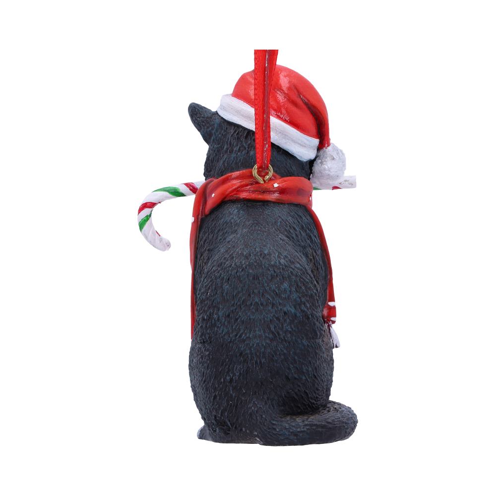 Candy Cane Cat Hanging Ornament by Lisa Parker 9cm