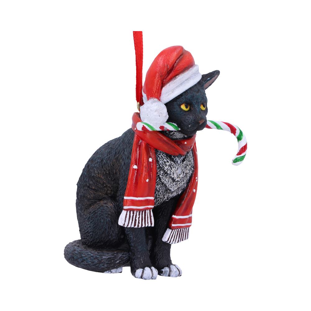 Candy Cane Cat Hanging Ornament by Lisa Parker 9cm