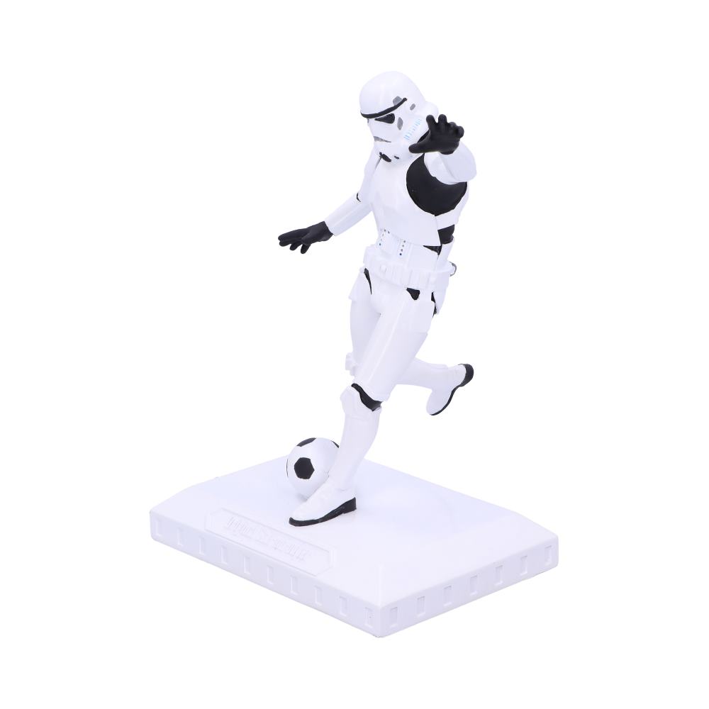 Side view of hand painted Stormtrooper Back of the Net sports figurine