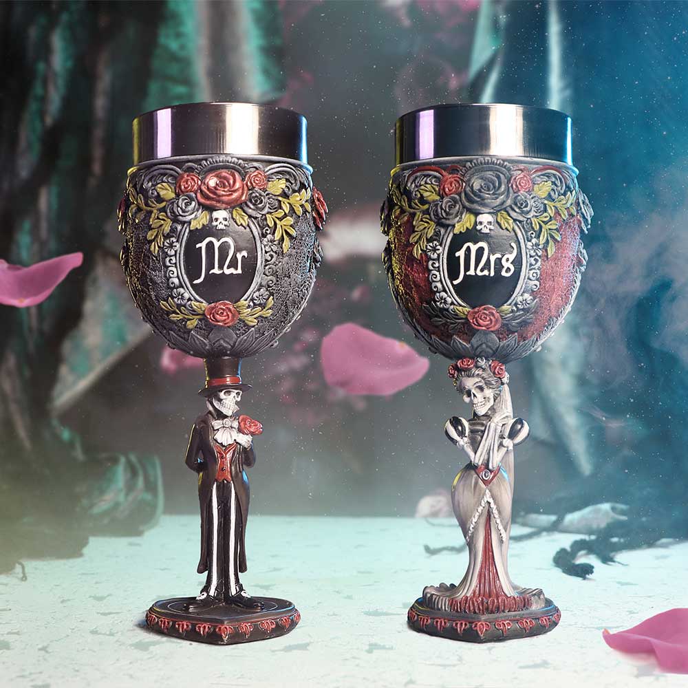 Hand-painted gothic wedding goblet