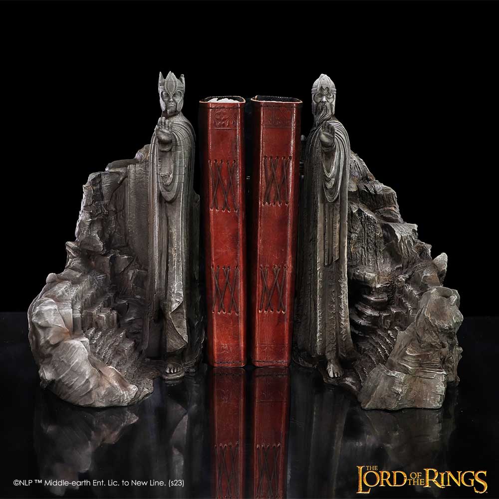 Official Lord of the Rings Argonath collectible bookends on display