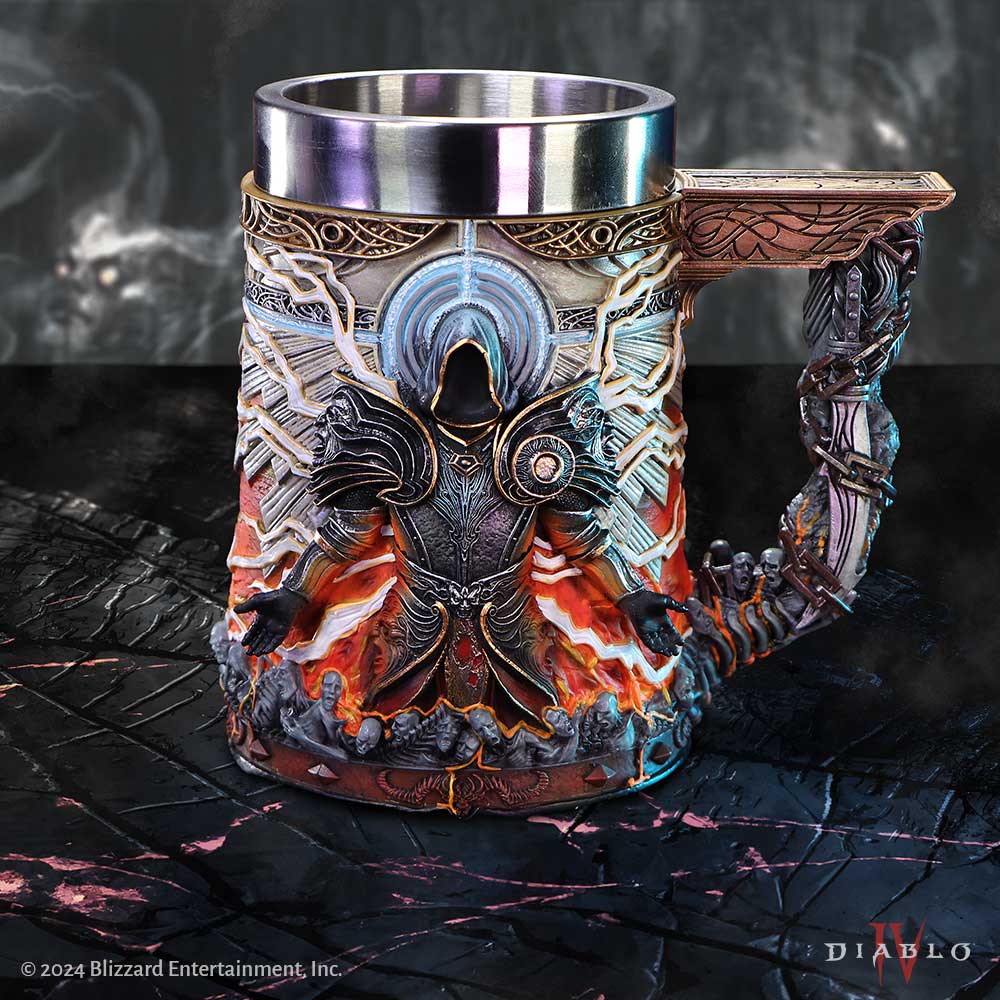Fantasy Diablo IV tankard design on display