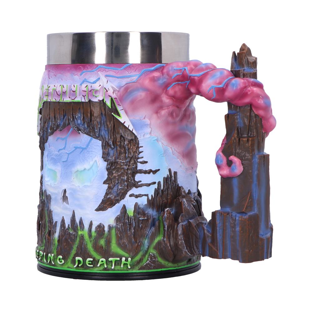 Side view of Metallica Creeping Death Tankard with stainless steel insert