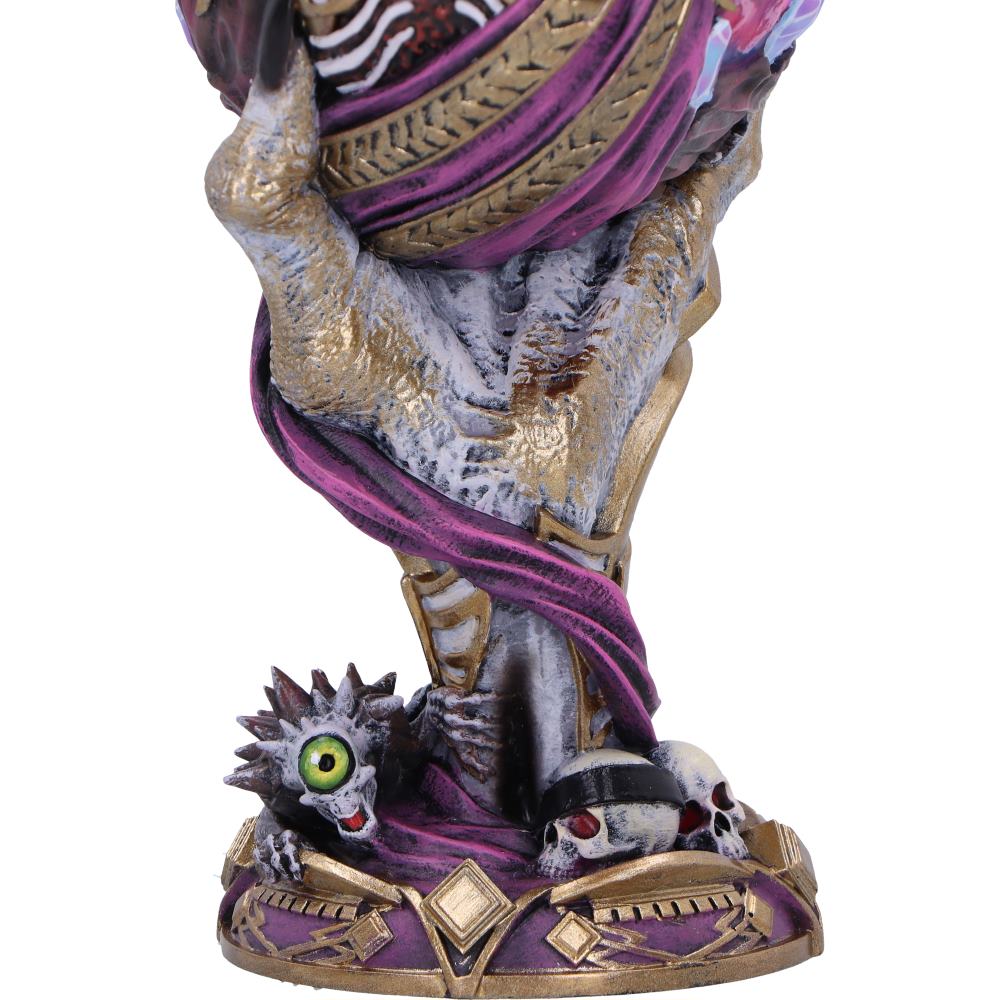 Close-up of D&D Vecna goblet base detailing with intricate design and purple accents 