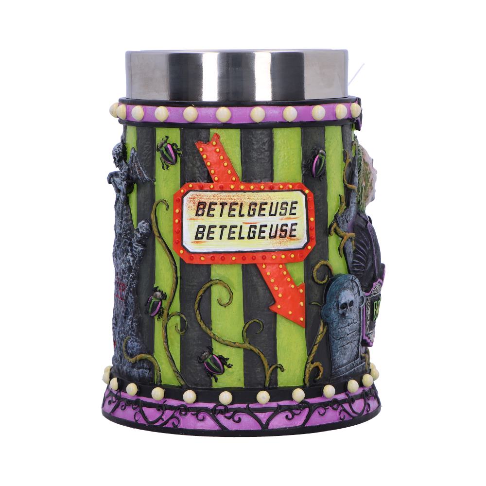 Official Beetlejuice collectible tankard with 'Betelgeuse' branding