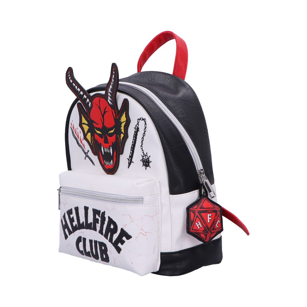Side view of Stranger Things Hellfire Club backpack