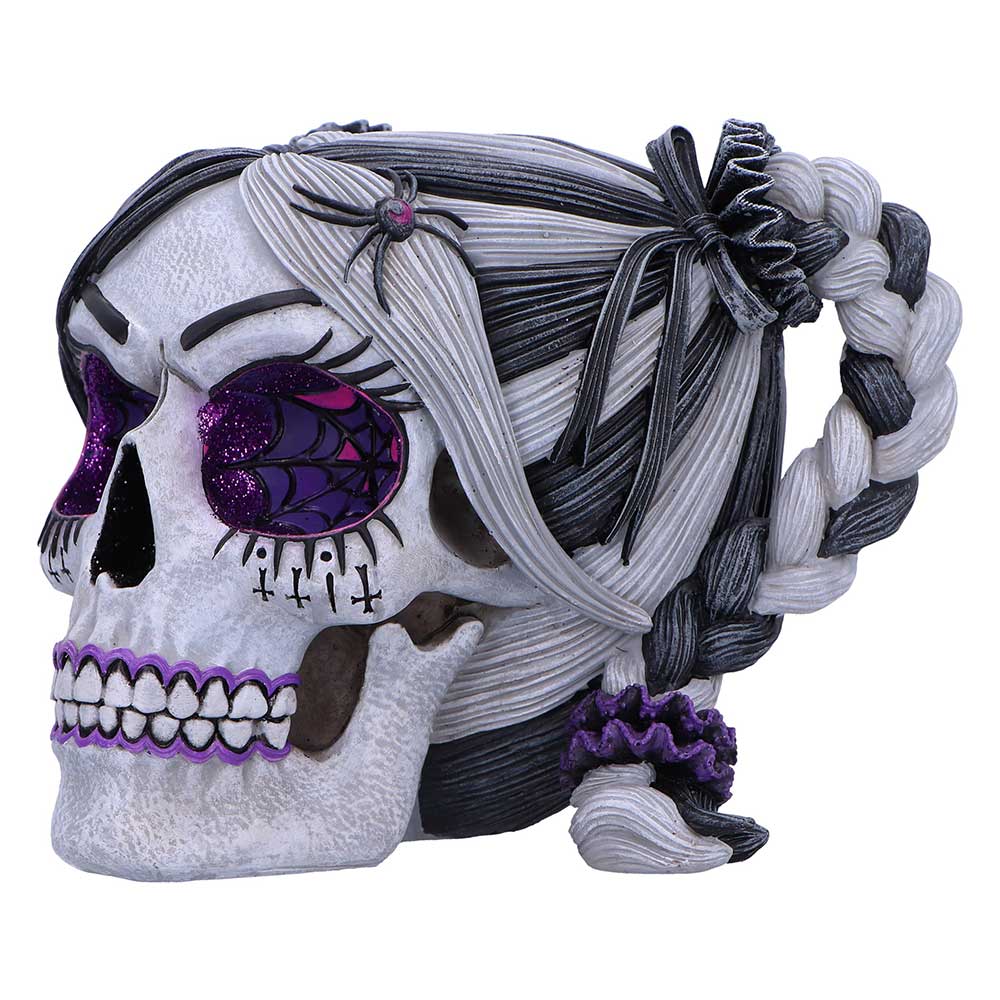 Nemesis Now Drop Dead Gorgeous skull with pink and purple accents