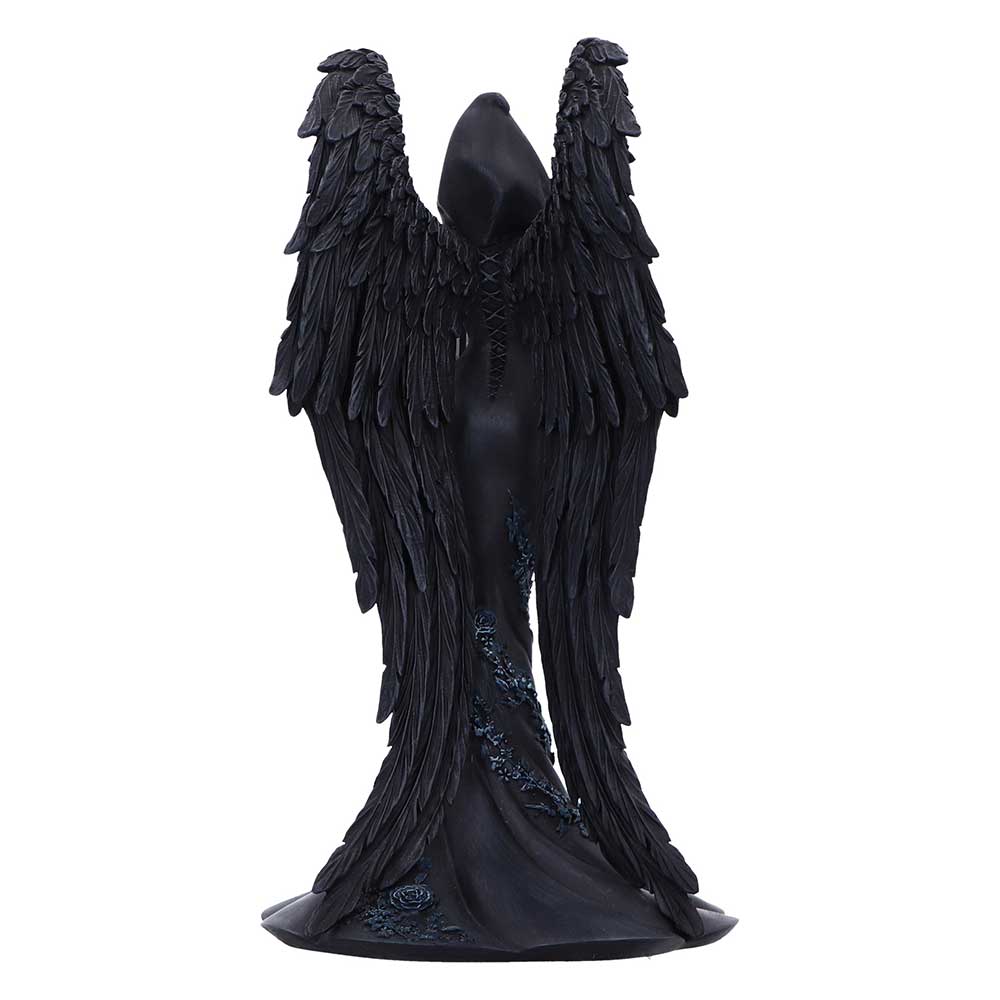 Black angel statue with detailed wings