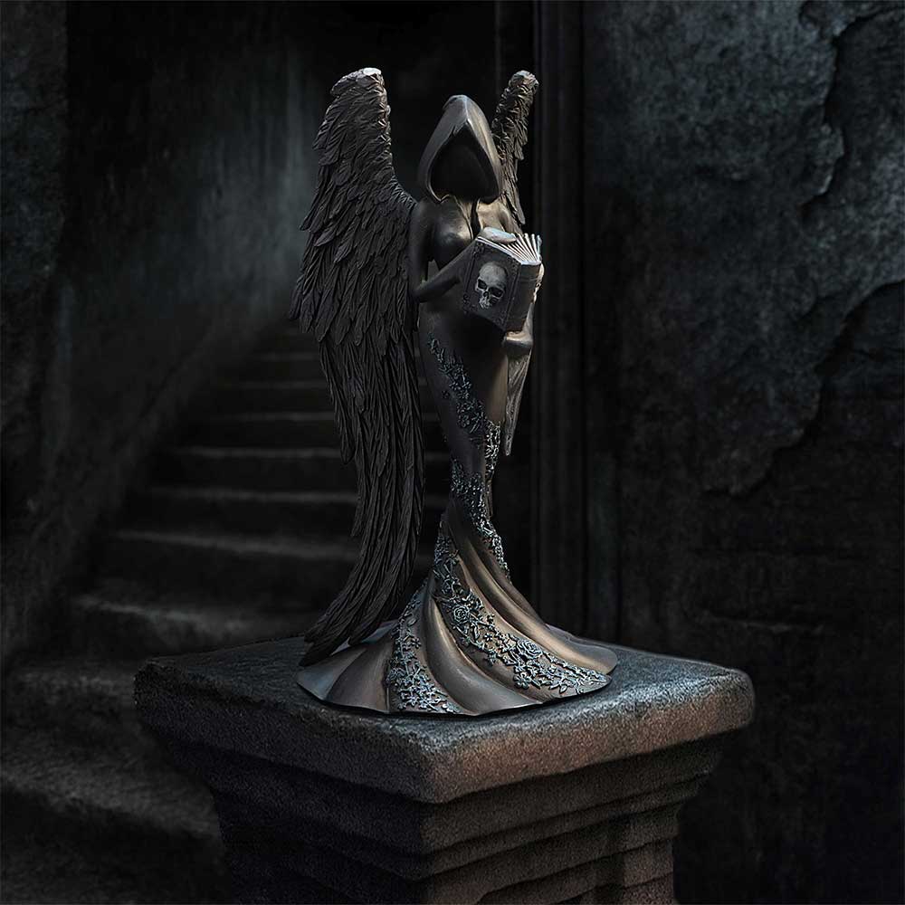 Femme Fatale Scholar figurine displayed as gothic decor piece
