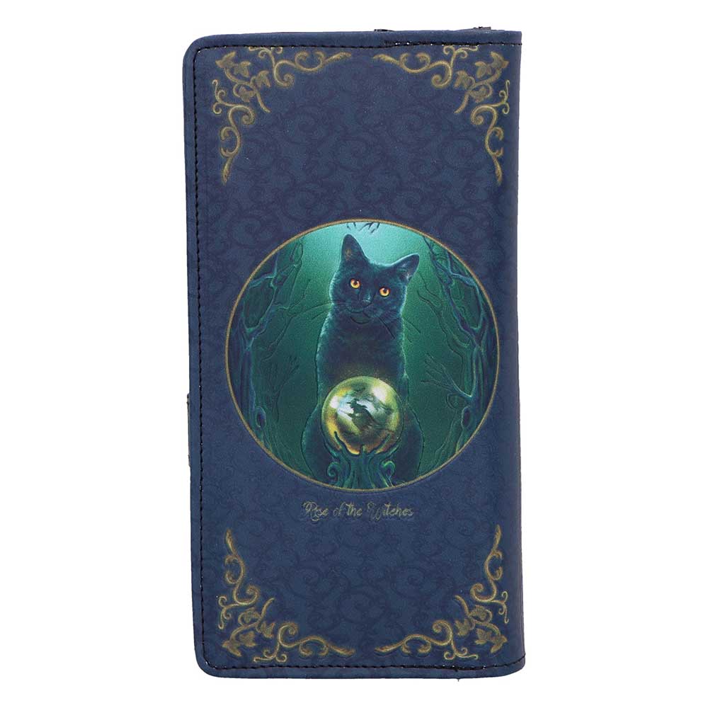 Blue Purse with a black cat design