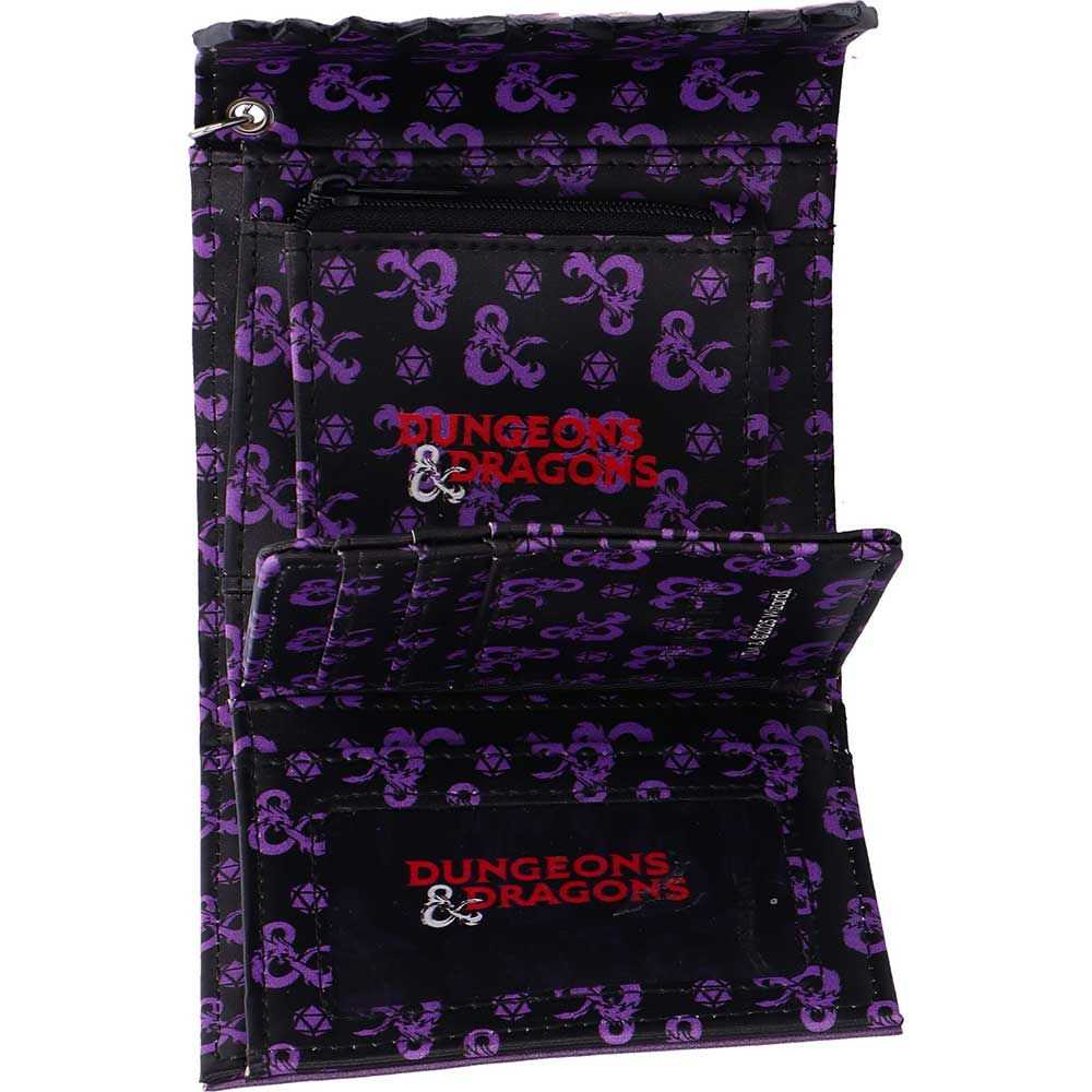 Dungeons and Dragons wallet interior with card slots and logo lining