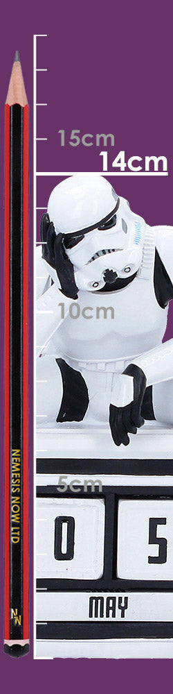 Stormtrooper perpetual calendar showing size scale and proportions