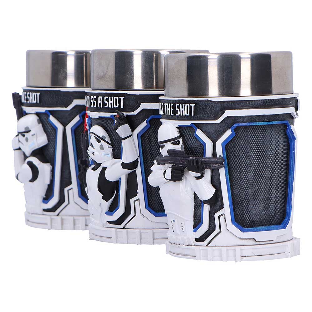 Stormtrooper shot glass side view showing detailed sculpt