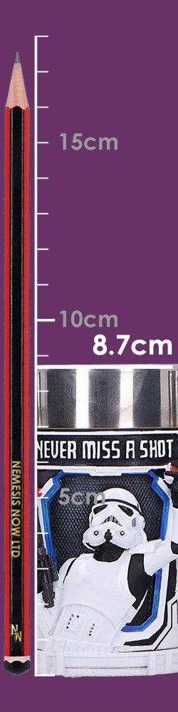 Stormtrooper shot glass set showing size scale and height