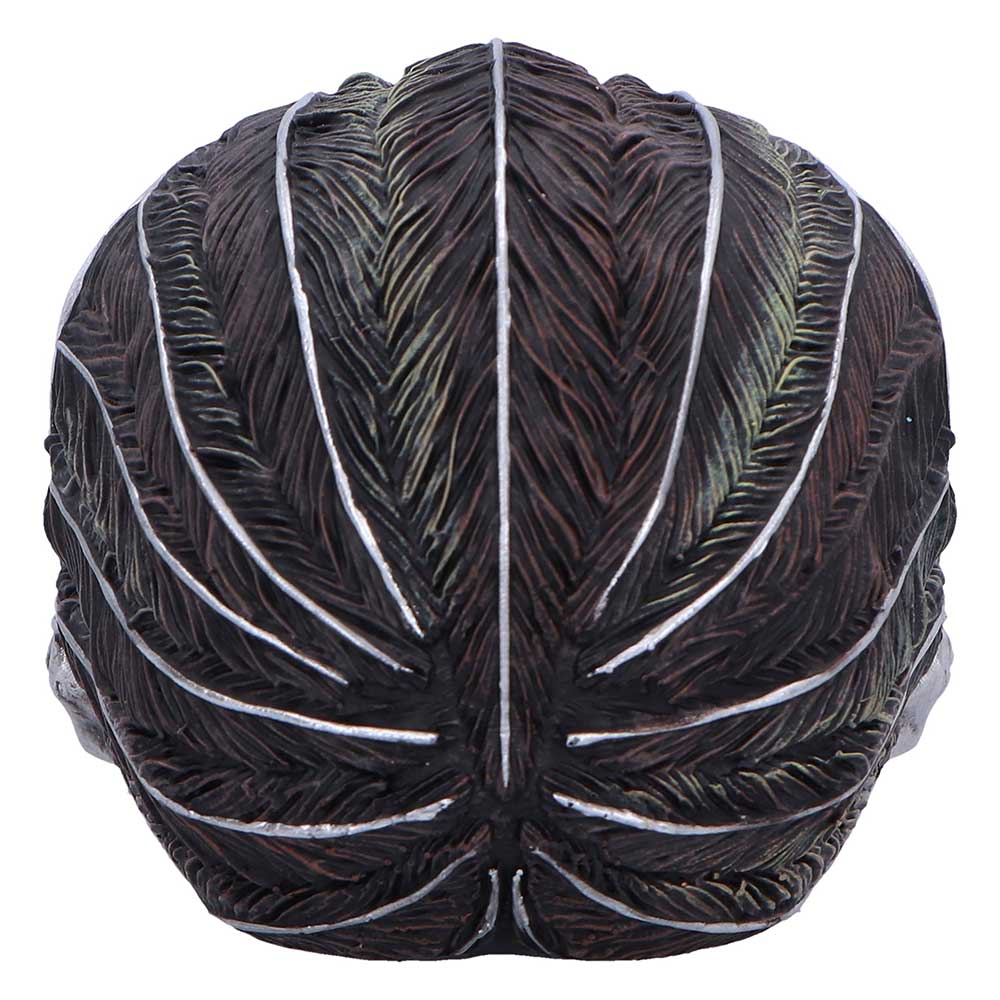 Gothic raven skull ornament back view with black finish