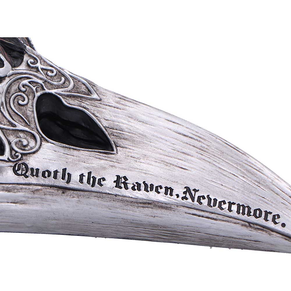 Gothic raven skull ornament silver beak detail