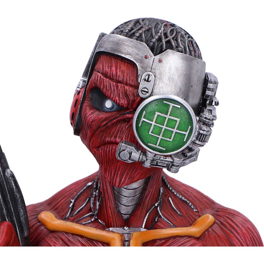 Detailed figurine with mechanical design and red and silver color scheme