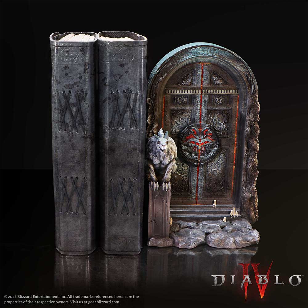 Official Diablo IV Hell’s Gate Bookend on display