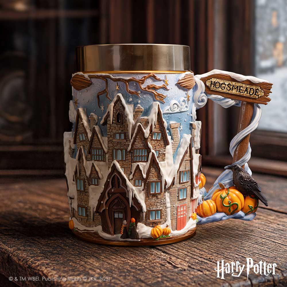 Fantasy collectible tankard with magical village detailing