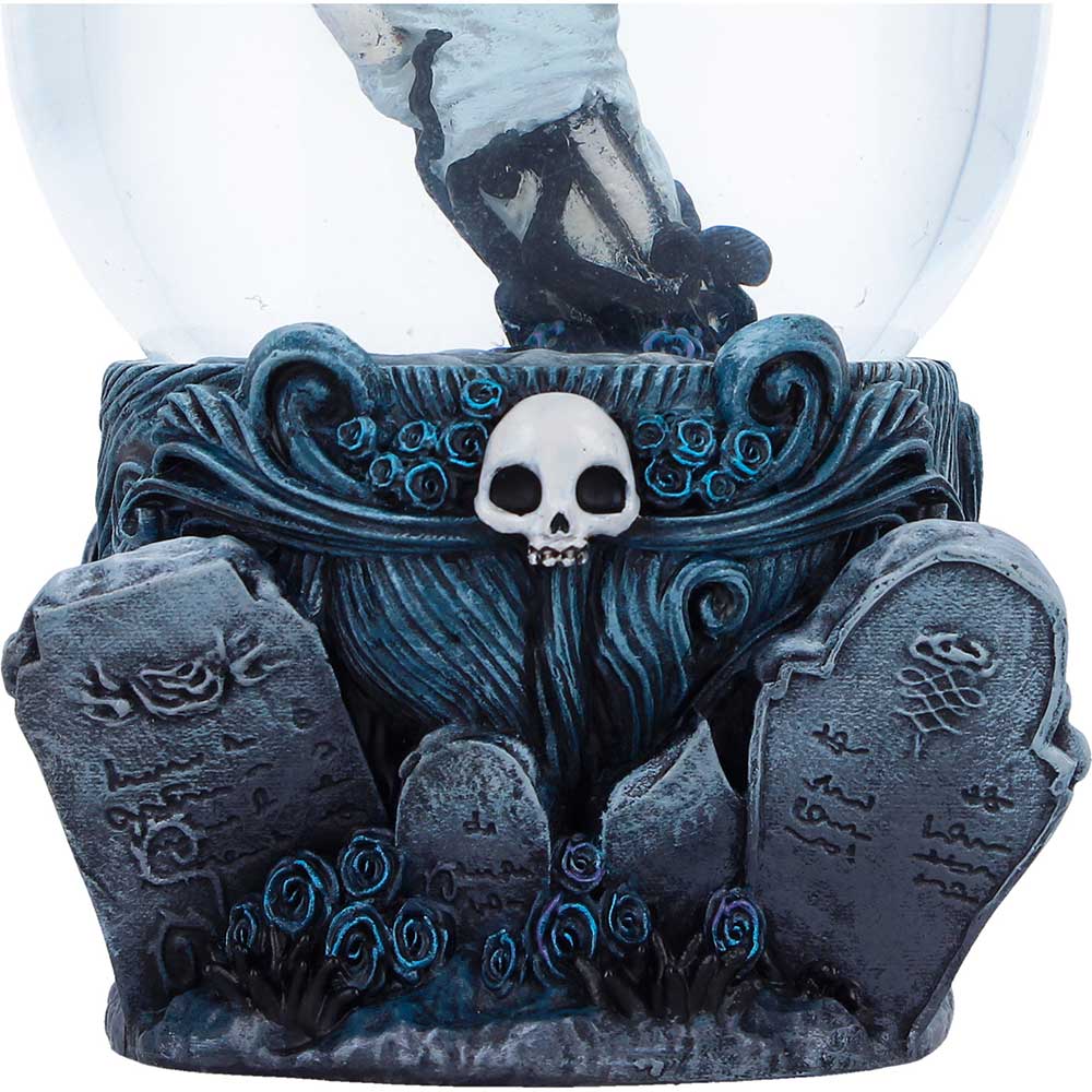 Corpse Bride Emily snow globe base with butterflies and skeleton design