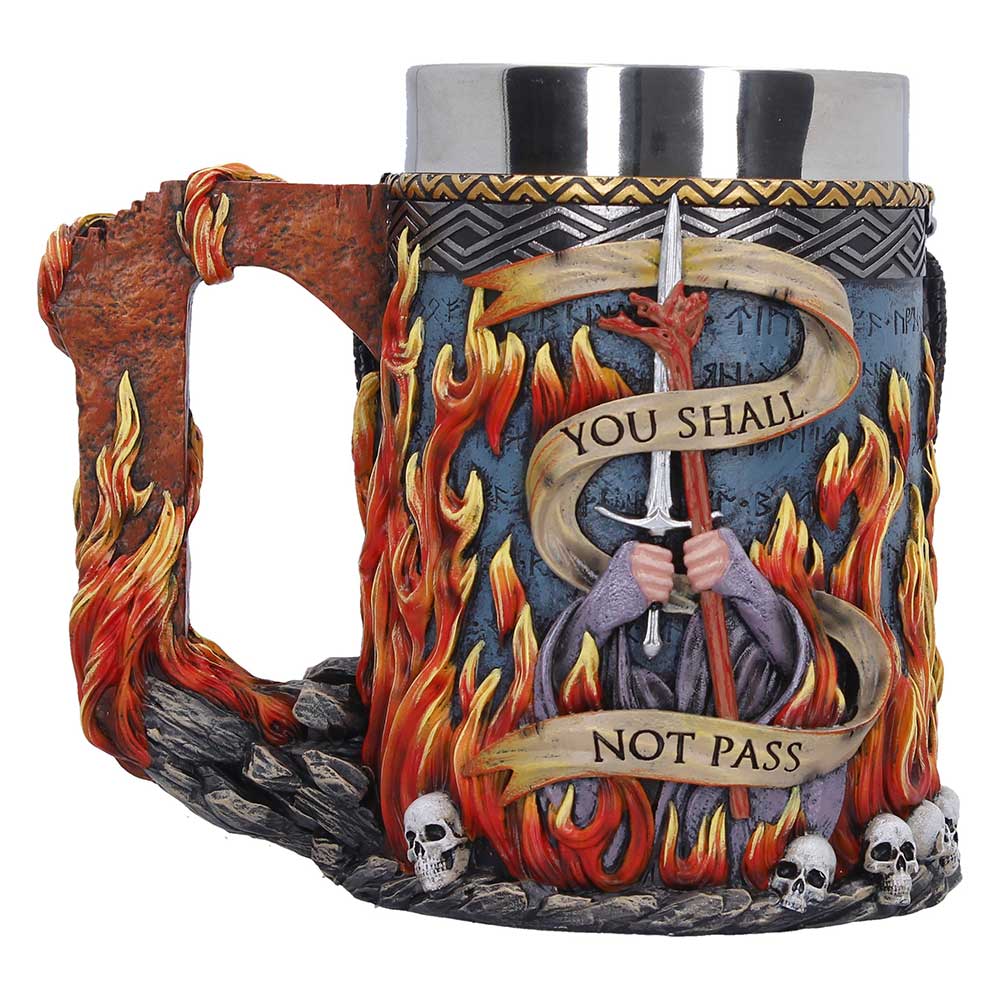 Balrog tankard back view with You Shall Not Pass text