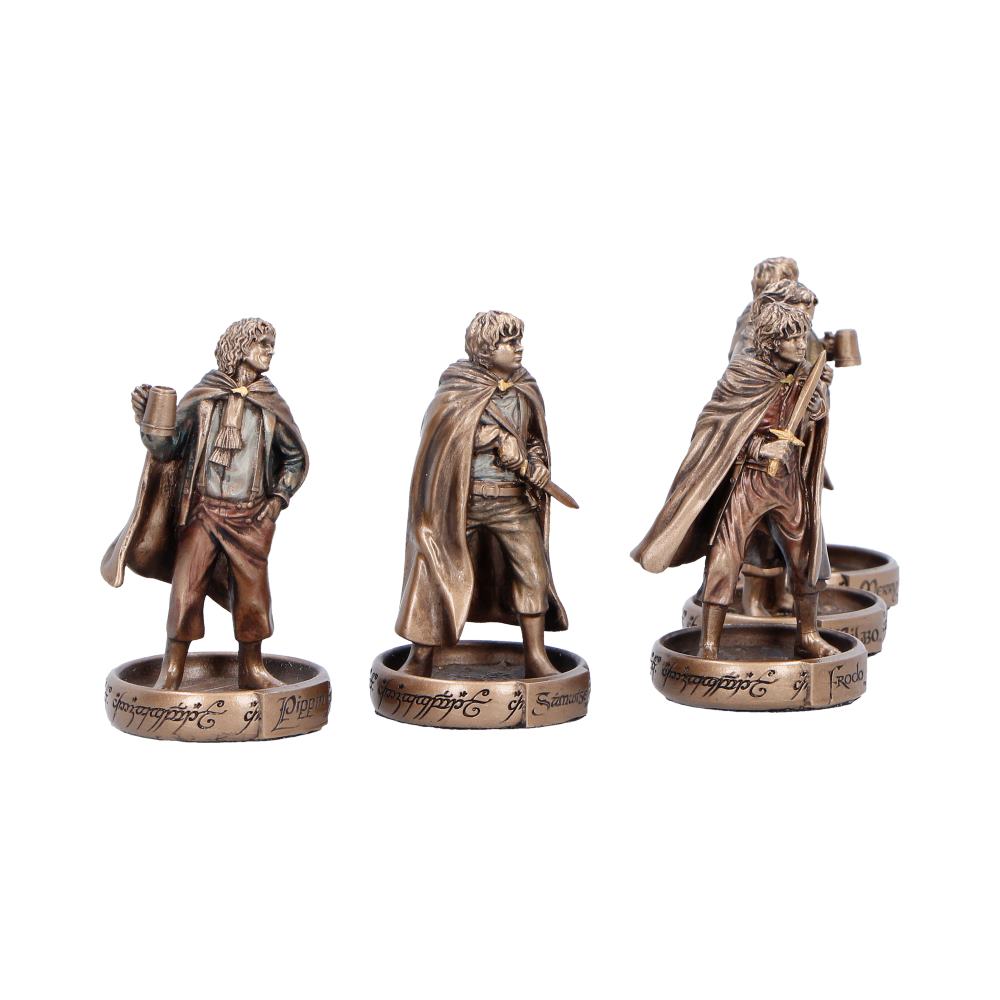Bronze Hobbit figures with One Ring display bases