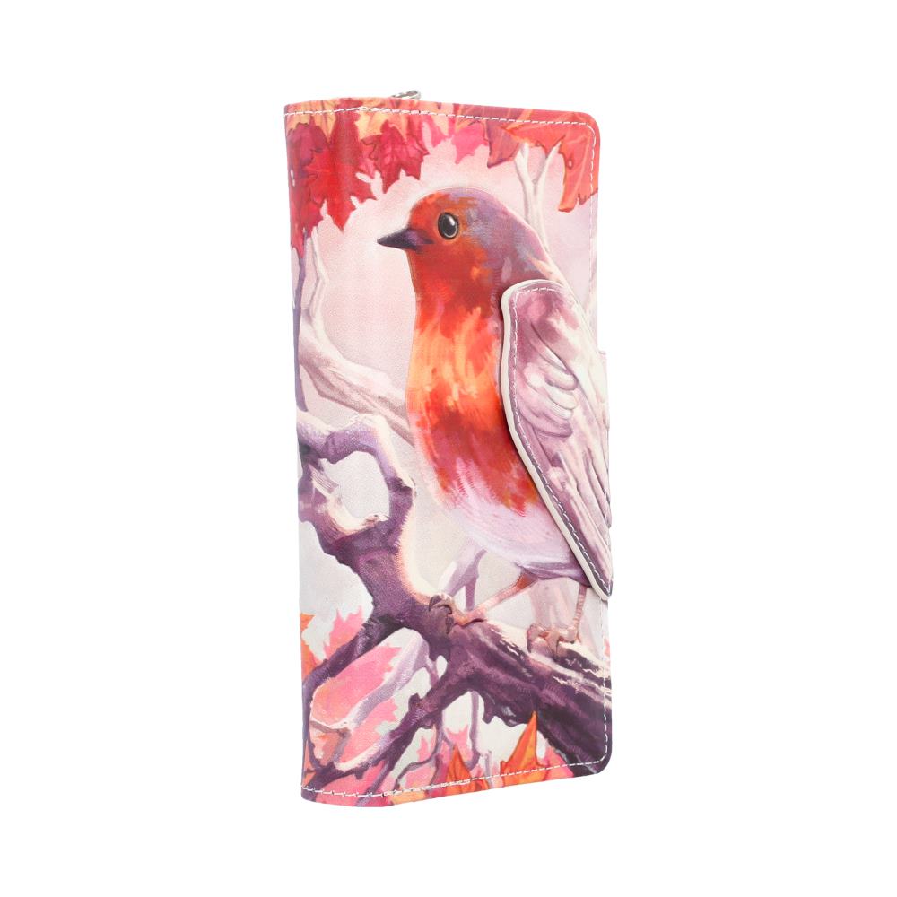 Nature-inspired When Robins Appear embossed purse gift for bird and nature lovers
