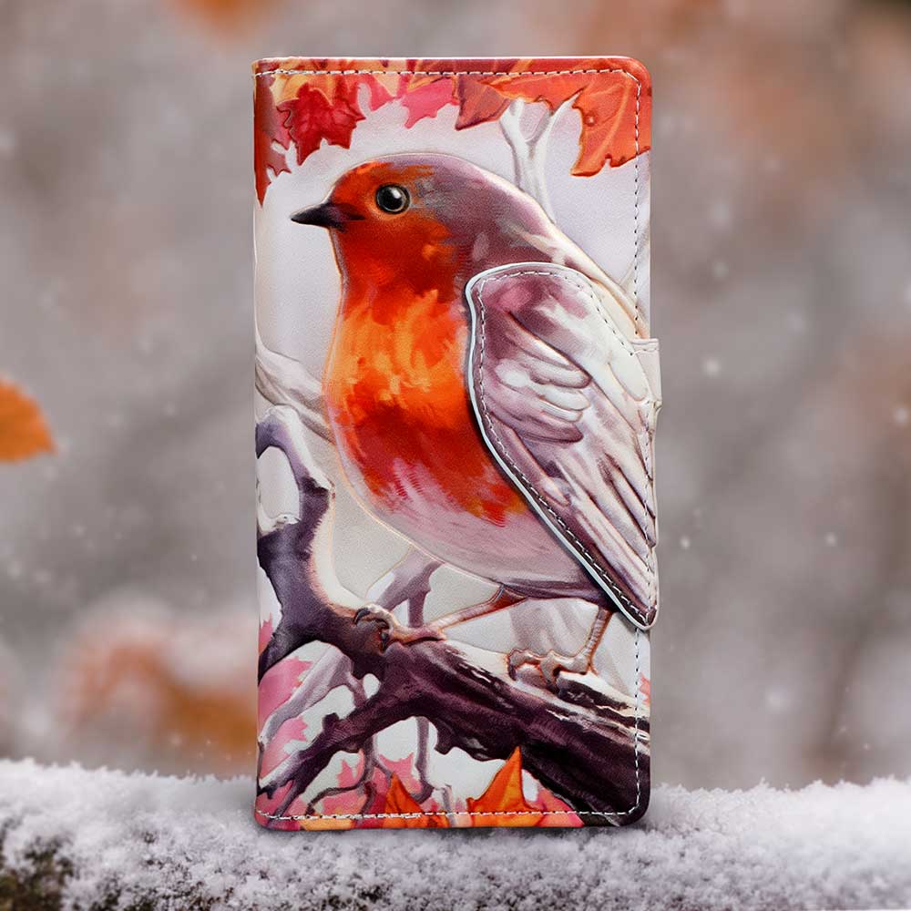 When Robins Appear 18.7cm robin purse displayed as a nature-inspired accessory